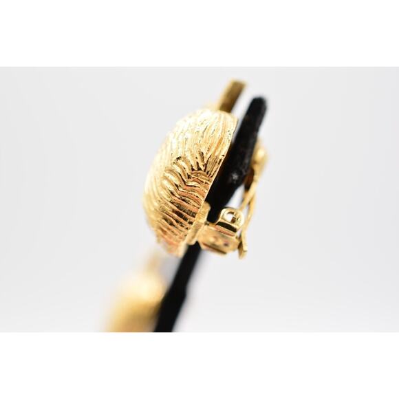 Givenchy Vintage Clip On Earrings Apple Rhinestone Brushed Gold Signed 80s BinQ - Picture 10 of 12